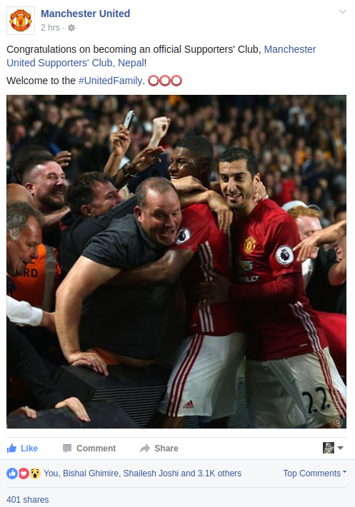 Official recognition fb post